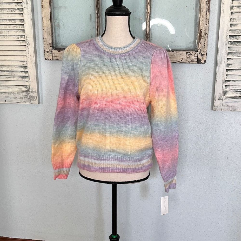Charter Club Womens Knitted Sweater Crewneck Stripe Ombre Size Large NWT